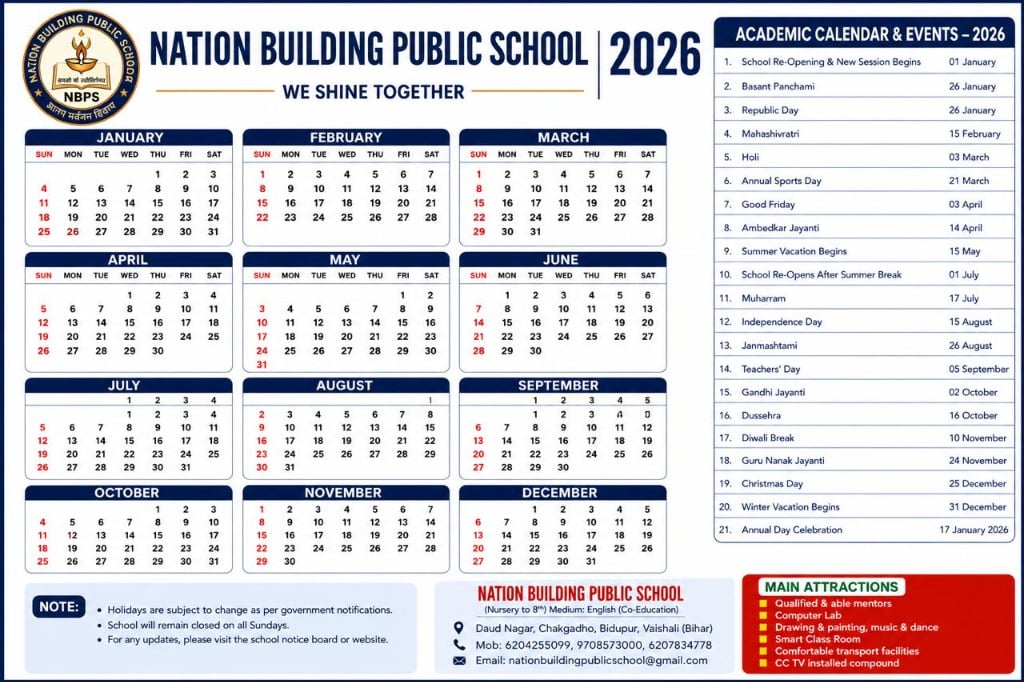 Academic Calendar 2026 - Nation Building Public School
